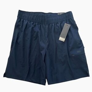 New LEG3ND Men Athletic Shorts M Dark Navy 7" Inseam Stretch Zip Pocket Athletic